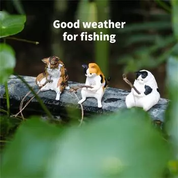 Creative Aquarium Decoration 12 Style Small Fishing Cat Multi-purpose Scene Decoration Fish Tank Micro Landscape Accessories Diy