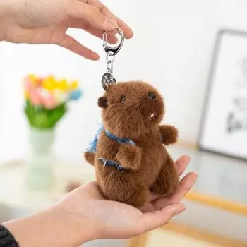 Creative Backpack Screaming Groundhog Plush Keychain Pendant With Function Sound Brown Backpack