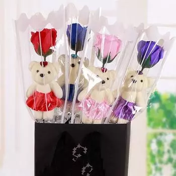 Creative Bear Rose Soap Flower Bouquet Romantic Valentine s Day Gift Mother s Day Birthday Wedding Party Flower Home Decoration