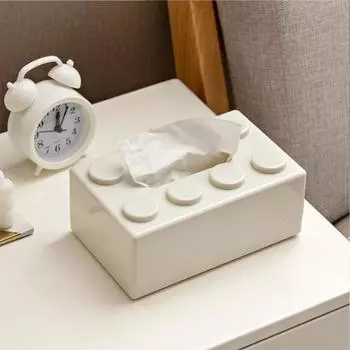Creative Cartoon Building Blocks Paper Towel Box, Desktop Household Napkins Extraction Paper Storage Box, Spring, 1Pc