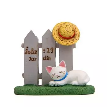 Creative Cat Fence And Hat Resin Ornaments Landscape And Desktop Decoration