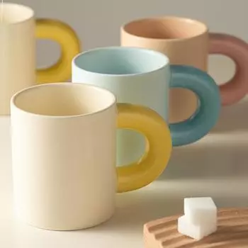 Creative Ceramic Cup High-value Mug Nordic Couple Coffee Cup Water Cup 300ml Personality Art Living Room Decoration Accessories розовый
