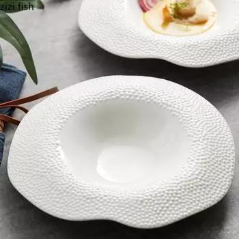 Creative Ceramic Dinner Dish Steak Plate Home Furnishing Irregular Shape Tableware Dessert Trays Creative Tableware Pasta Plates