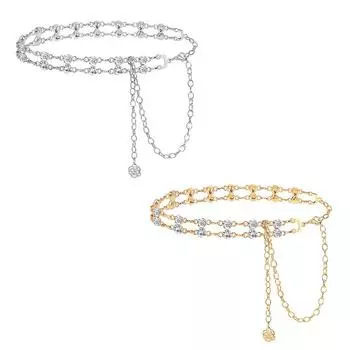 Creative Chain Belt All-Match Alloy Double Layers Waist Chain серебряный