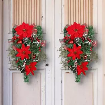 Creative Christmas Wreath Decor Christmas Inverted Tree Festival Door Hanging Christmas Door Wreath Curtain Door Decoration