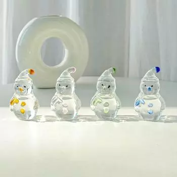 Creative Cute Crystal Snowman Ornament Cartoon Decorative Santa Claus Figurine Handmade Christmas Snowman Ornament Kids Toy