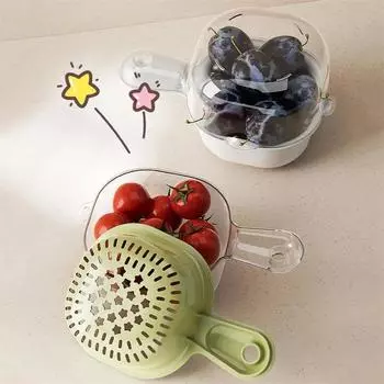 Creative Cute Thickened Double Layer Mini Drain Basket Multi-Functional Household Fruit Snack Storage Basket Kitchen Accessories