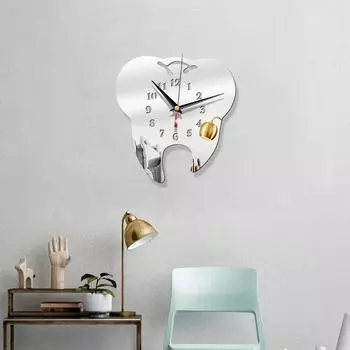 Creative Hanging Clock Personality Mirror Clock Acrylic Teeth Mirror Wall Clock