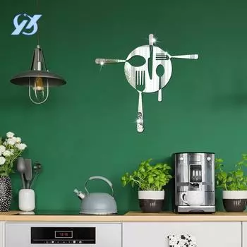 Creative knife, fork and spoon three-dimensional acrylic wall stickers decorative wall stickers kitchen restaurant layout