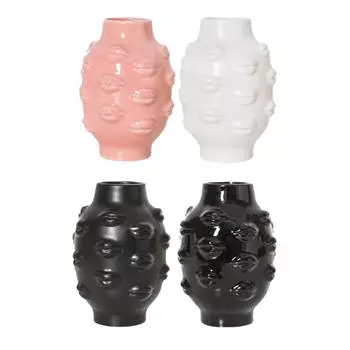 Creative Lips Vase Housewarming Gift Desk Ornament Flower Pot Porcelain Flower Vase for Cabinet Indoor Fireplace Balcony Shelf розовый