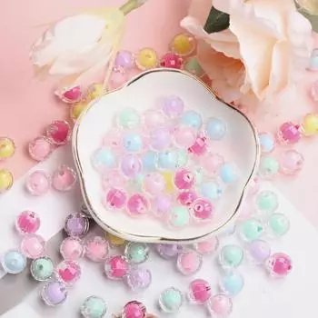 Креативные свободные бусины 8/10 мм Подвеска DIY Изготовление украшений Круглые 150/100 шт. Граненые Аксессуары для рукоделия Конфетный цвет Прозрачные Сэндвич Акриловые бусины 8mm 150Pcs разноцветный