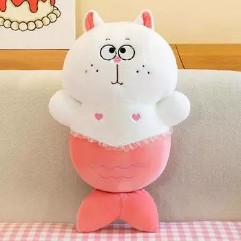 Creative Mermaid Cat Doll Plush Toy Sofa Pillow Funny Rag Doll Children S Bed Pillow Doll 40cm0.35kg розовый