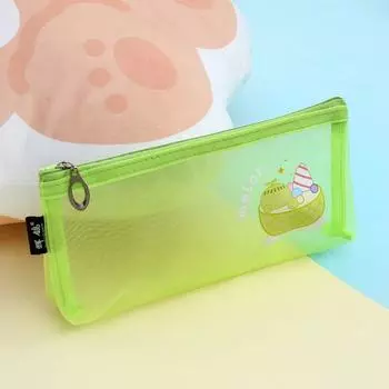 Creative Mesh Pencil Case Cartoon Stationery Storage Bag Cosmetic Storage Bag Office Supply Style 5