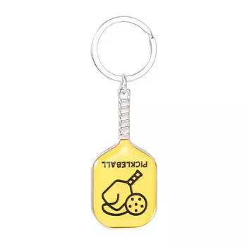 Creative Metal Racket Keychain Diy Simulation Sports Equipment Pickleball Paddle Keyring Backpack Decoration Accessories Gifts жёлтый