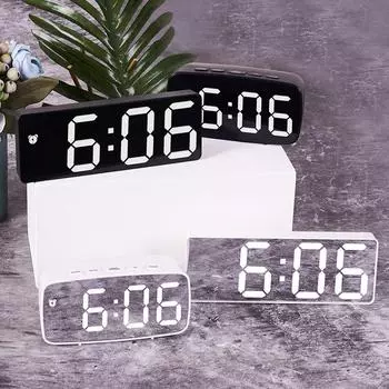 Creative Mirror Alarm Clock Multifunctional LED Watch Makeup Mirror Alarm Clock Battery Plug in Dual Use Alarm Clock