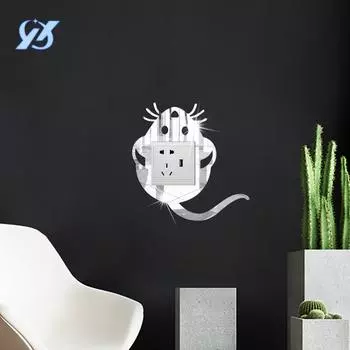 Creative mouse switch sticker mirror decoration 1mm thick acrylic wall sticker bedroom socket frame