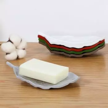 Creative Non Perforated Leaf Soap Storage Rack for Household Bathroom Soap Box, Hand Soap Holder белый