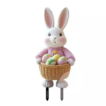 Creative Rabbit Eggs Garden Stake for Festival Outdoor Decoration Lawn Insert Seasonal Yard Ornament PVC Accessory