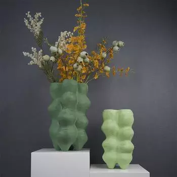 Creative Resin Vase Geometric Irregular Arc Ornaments Resin Craft Sculpture Flower Vase Handmade Art Furnishings Vases Pots