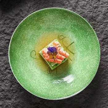 Creative Round Salad Ceramic Plates Light Luxury Restaurant Large Soup Plate Delicious Dishes Dining Plate Household Tableware