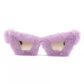 Creative Sunglasses, Personalized Design Plush Innovative Cat Eye Glasses, Funny Laced Sunglasses Regular