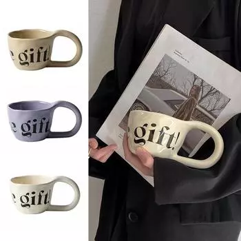 Creative Tea Cup Korean Style Ceramic Coffee Mug Large Capacity Tableware Cups Office фиолетовый