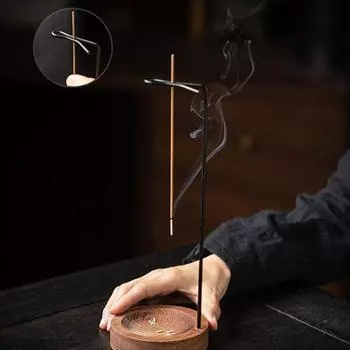 Creative Upside Down Incense Burner Incense Stick Holder Wooden Round Incense Tray Ornament Bedroom Home Yoga Decoration Crafts чёрный