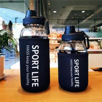 Creative Water Bottle Glass Drink Bottles For Camping Hiking Climbing Sport Bottle Portable Bottle Drinkware Eco-friendly 700ml чёрный
