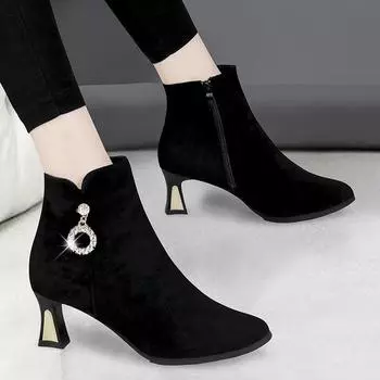 Cresfimix botas de mujer женская мода большие размеры 34-41 сапоги на шпильке женские осенне-зимние классные черные замшевые сапоги a6501 34