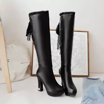Cresfimix Botas Femininas женские милые сладкие круглые носки высокого качества осенние и зимние длинные сапоги женские классические белые розовые туфли A1501 34