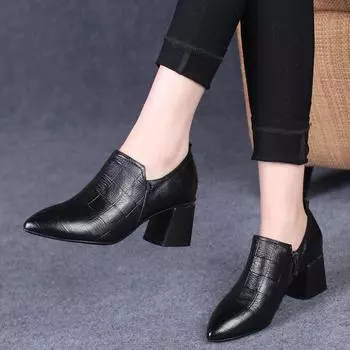 Cresfimix botas femininas женские модные черные остроносые квадратные каблуки короткие осенние сапоги женские повседневные удобные весенние сапоги a6036 35