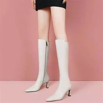 Cresfimix Botas Femininas женские модные сапоги на шпильке для сексуальных вечеринок, элегантные красивые высококачественные бежевые сапоги A1536 35