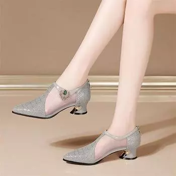 Cresfimix Sapatos Femininas Модные милые сетчатые дышащие туфли на квадратном каблуке для женщин на весну и лето Милые черные туфли-лодочки A459 35