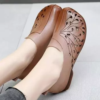 Cresfimix Sapatos Femininas Женские милые туфли с круглым носком из коричневой искусственной кожи на плоской подошве Женские повседневные летние удобные мокасины A9785 35