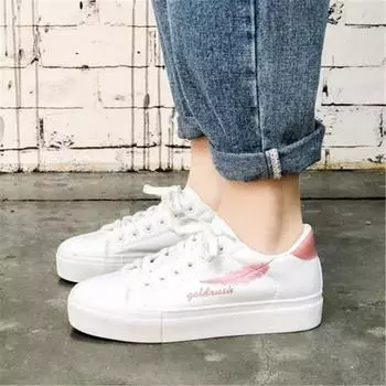Cresfimix Women Cute Round Toe White Height Increased Student School Shoes Lady Classic Spring & Autumn Comfort Lace Shoes A894 35