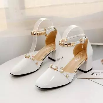Cresfimix Zapatos De Mujer женские классические белые туфли-лодочки из искусственной кожи с пряжкой на ремешке в офис на квадратном каблуке женские туфли на высоком каблуке A7034 35