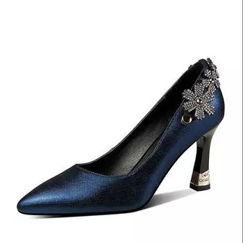 Cresfimix Zapatos De Mujer Женская мода Высокое качество Темно-синие туфли на высоком каблуке Женские сексуальные туфли для вечеринок и ночного клуба A233 34