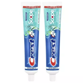 Crest, Plus Scope, зубная паста с фтором против кариеса, Minty Fresh Stripe, 2 упаковки, 153 г (5,4 унции) каждый