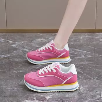 CRLAYDK 2024 Fall Fashion Women s Platform Sneakers Walking Bread Chunky Shoes Comfortable Lace Up Casual Sport Tennis for Girls 35