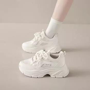 CRLAYDK 2024 Luxury Women s Wedge Chunky Fashion Sneakers Walking Lace Up Dad Platform Shoes Workout Casual Ladies Sport Tennis 37