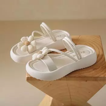 CRLAYDK Women s Flower Summer Sandals Platform Dressy Open Toe Strap Beach Walking Slides Cute Ladies Leather Casual Slippers 35