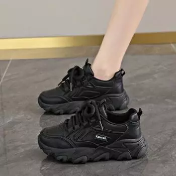 CRLAYDK Women s Platform Chunky Fashion Sneakers Walking Lace Up Comfortable Dad Leather Shoes Workout Sport Work Casual Tennis 40