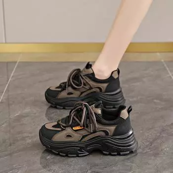 CRLAYDK Womens Chunky Sneakers Fashion Platform Mesh Casual Dad Shoes Lace Up Comfortable Walking Wedge Sport Tennis for Lady 35