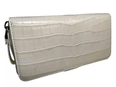 Crocodile Crocodile Leather Genuine Leather Wallet Long Wallet Round Zipper Type Unique Specification GUODI 1332 [GUODI] Women s Men s (Ivory)