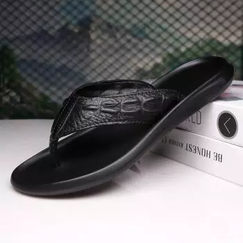 Crocodile Pattern Casual Slippers for Men Street Style Flip Flops Beach Sandals Summer Non-Slip Slides Quick Dry Male Half Drag 38