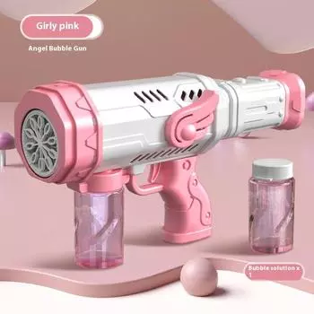 Cross-border bubble machine, luminous children s toy, fully automatic Gatling 10-hole handheld bubble machine