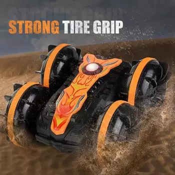 Cross-border New Double-sided Stunt Remote Control Aquatic Vehicle Amphibious Rolling Rotary Remote Control Stunt Aquatic Vehicle Beach Toy 1 RC синий