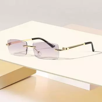 Cross-border new retro metal rimless rectangular anti-blue light glasses for men and women business myopia frame glasses