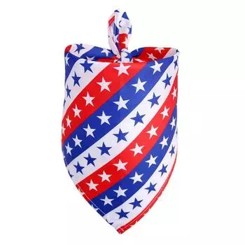 Cross-Border Pet Triangular Scarf Saliva Towel American Independence Day Dog Saliva Towel Bib Pet Supplies Independence Day White Blue Red Stripes S