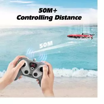 Cross-Border Remote Control Boat Electric Toy Charging 2.4G Remote Control Boat Double Spiral Pulp High-Speed Water Remote Contr красный